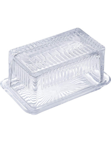Plato Doble de Mantequilla TableCraft, Vidrio Grabado, 17.1x10.2x8.3 cm