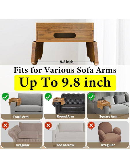 Bandeja de brazo de sofá SouStoCol de madera de acacia 7 en 1