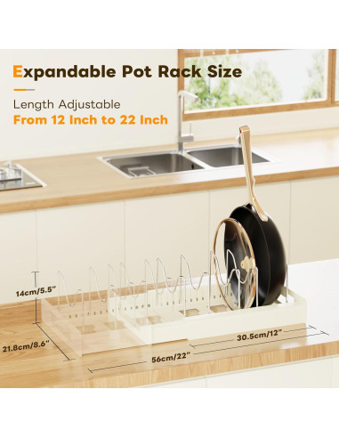 Organizador de Ollas y Sartenes Dayacoco Ajustable 10 Compartimentos