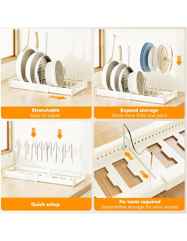 Organizador de Ollas y Sartenes Dayacoco Ajustable 10 Compartimentos