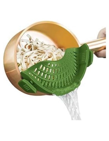 Colador Clip On de Silicona Verde para Ollas y Sartenes