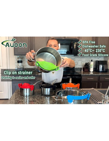 Colador Clip On de Silicona Verde para Ollas y Sartenes