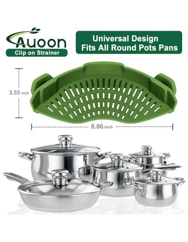 Colador Clip On de Silicona Verde para Ollas y Sartenes
