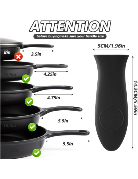 4 Fundas de Mango de Silicona TIESOME Antideslizantes Negras
