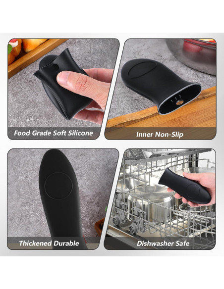 4 Fundas de Mango de Silicona TIESOME Antideslizantes Negras