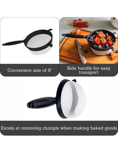 Colador de Plástico IMUSA 15.24 cm Negro Malla Duradera