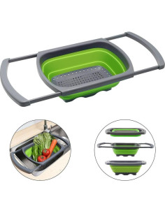 Colador Plegable Hanoxe Verde 5.68L con Mangos Extensibles 2