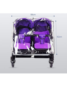 Cubierta de Lluvia Universal para Cochecito Gemelar Transparente 2