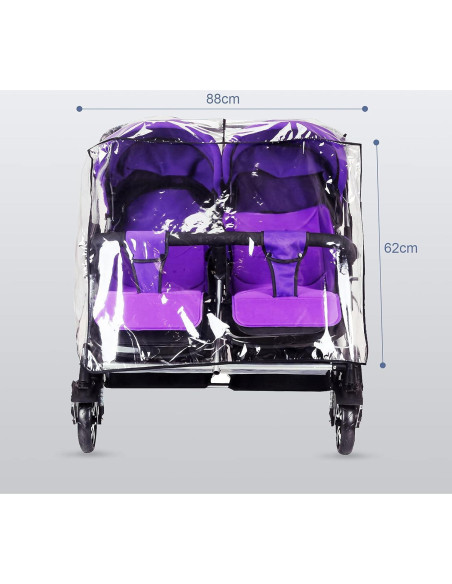 Cubierta de Lluvia Universal para Cochecito Gemelar Transparente