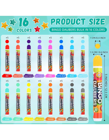Marcadores de Puntos Crtiin 80 Piezas 16 Colores para Bingo