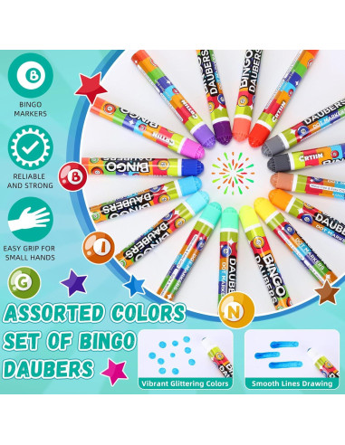 Marcadores de Puntos Crtiin 80 Piezas 16 Colores para Bingo