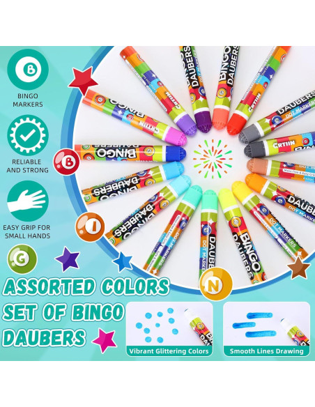 Marcadores de Puntos Crtiin 80 Piezas 16 Colores para Bingo