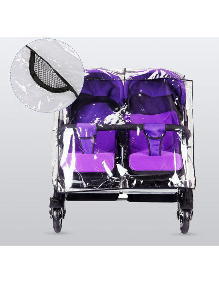 Cubierta de Lluvia Universal para Cochecito Gemelar Transparente
