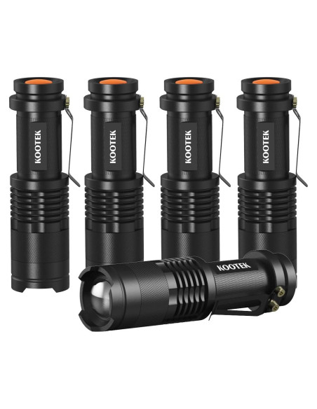 Linterna LED Kootek Mini 300 Lúmenes 5 Piezas Resistente al Agua