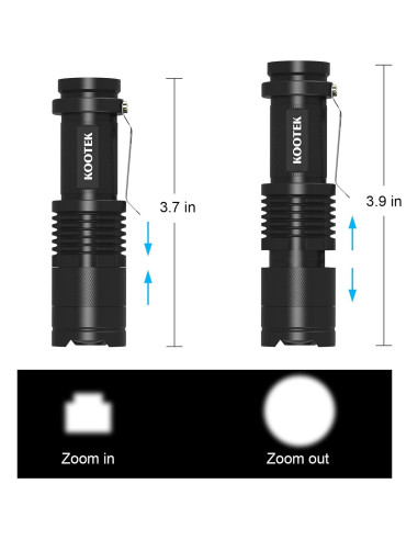 Linterna LED Kootek Mini 300 Lúmenes 5 Piezas Resistente al Agua