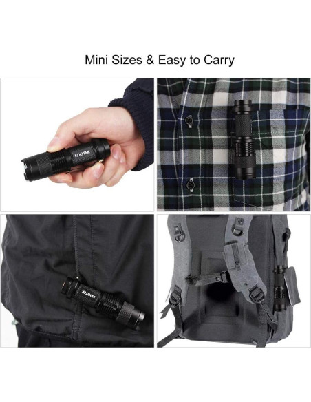 Linterna LED Kootek Mini 300 Lúmenes 5 Piezas Resistente al Agua