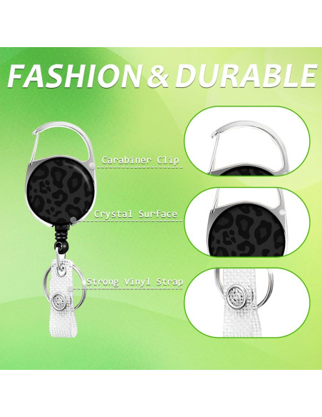 Porta Insignia Retráctil KEATOU Leopardo Negro 57.15 cm