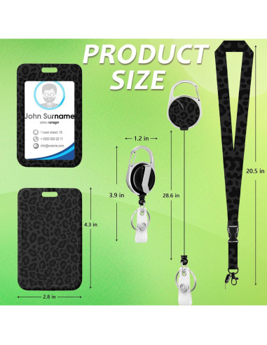 Porta Insignia Retráctil KEATOU Leopardo Negro 57.15 cm