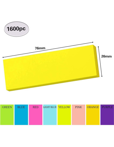 Notas Adhesivas Autoadhesivas Dogmoon 1600 Hojas 76x26mm 8 Colores