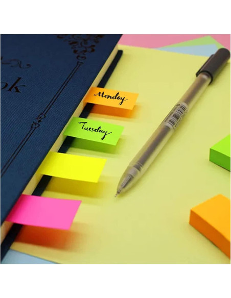 Notas Adhesivas Autoadhesivas Dogmoon 1600 Hojas 76x26mm 8 Colores