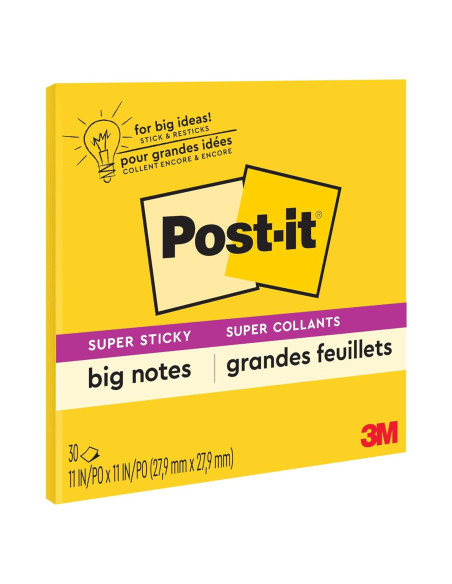 Notas Grandes Super Adhesivas Post-it 28x28 cm Amarillo 30 Hojas