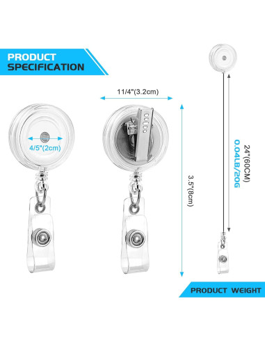 Paquete de 25 carretes de insignias retráctiles Maileto