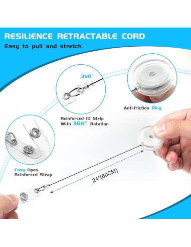 Paquete de 25 carretes de insignias retráctiles Maileto