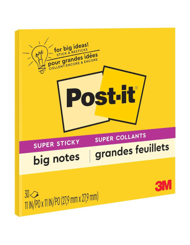 Notas Grandes Super Adhesivas Post-it 28x28 cm Amarillo 30 Hojas
