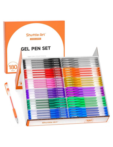 Bolígrafos de Gel Shuttle Art 180 Unidades 12 Colores Vibrantes