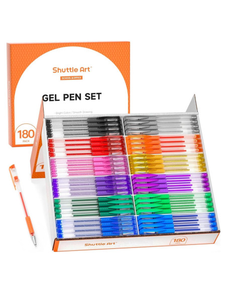 Bolígrafos de Gel Shuttle Art 180 Unidades 12 Colores Vibrantes