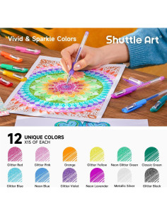 Bolígrafos de Gel Shuttle Art 180 Unidades 12 Colores Vibrantes 2
