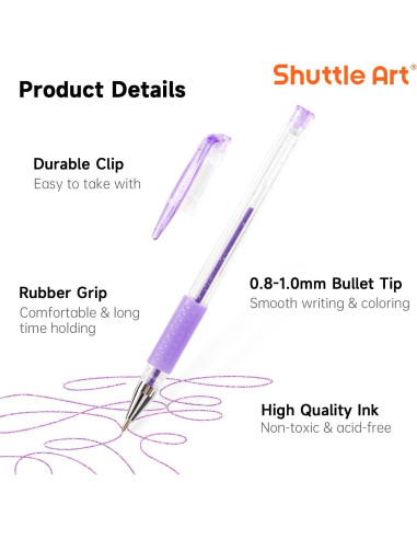 Bolígrafos de Gel Shuttle Art 180 Unidades 12 Colores Vibrantes