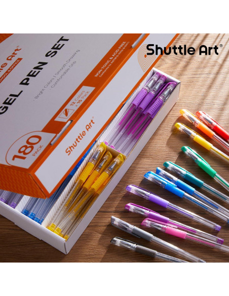 Bolígrafos de Gel Shuttle Art 180 Unidades 12 Colores Vibrantes