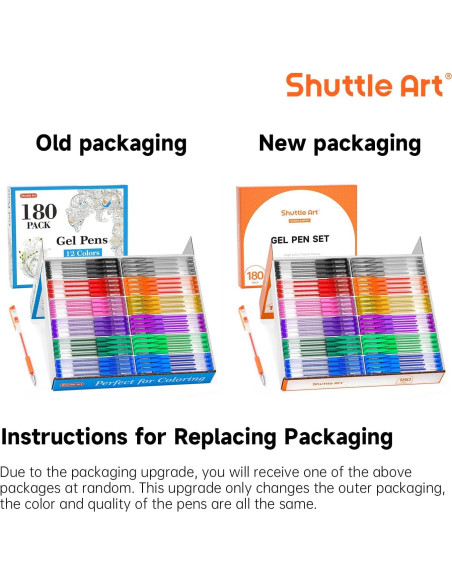 Bolígrafos de Gel Shuttle Art 180 Unidades 12 Colores Vibrantes