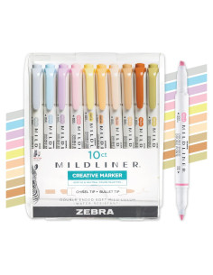 Juego de resaltadores Zebra Pen Mildliner 10 colores suaves