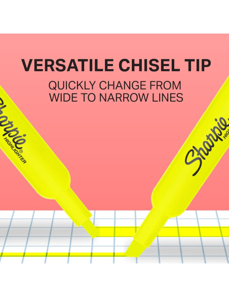 Marcadores Fluorescentes Sharpie Amarillo Punta Cincel 36 Unidades