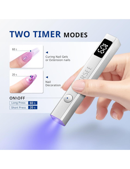 Lámpara UV Inalámbrica AIRSEE Mini para Uñas de Gel Plata