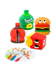 4 Sacapuntas Kawaii Dotbengc para Niños - Multicolor, 3 cm