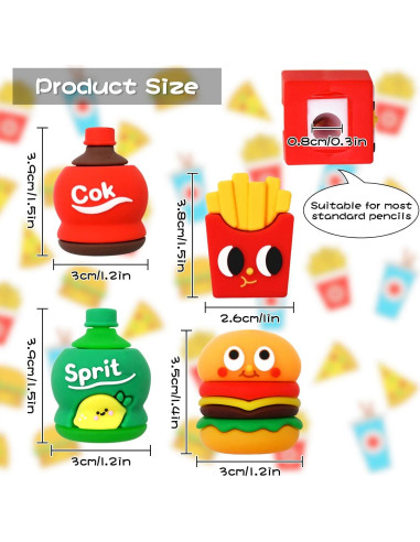 4 Sacapuntas Kawaii Dotbengc para Niños - Multicolor, 3 cm