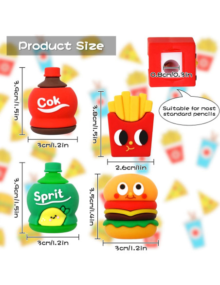 4 Sacapuntas Kawaii Dotbengc para Niños - Multicolor, 3 cm