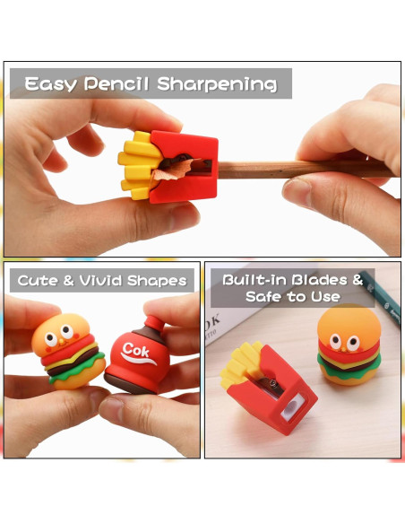 4 Sacapuntas Kawaii Dotbengc para Niños - Multicolor, 3 cm