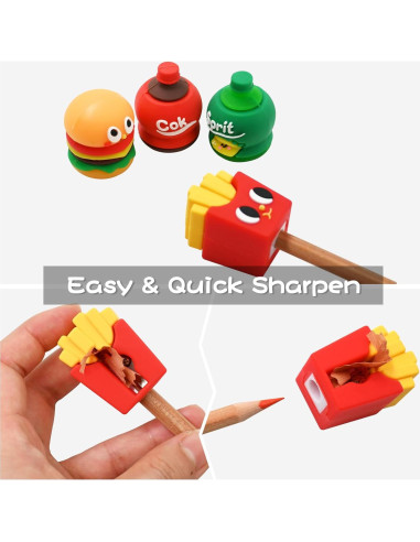 4 Sacapuntas Kawaii Dotbengc para Niños - Multicolor, 3 cm