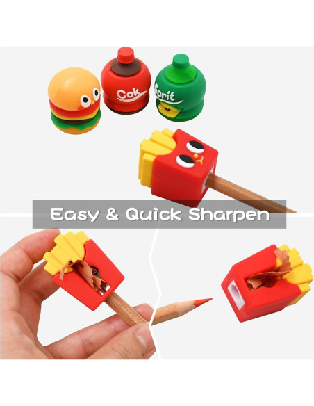 4 Sacapuntas Kawaii Dotbengc para Niños - Multicolor, 3 cm