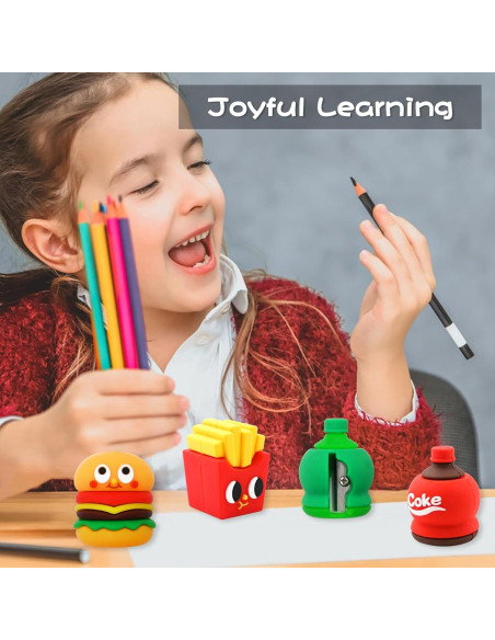 4 Sacapuntas Kawaii Dotbengc para Niños - Multicolor, 3 cm