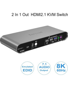 Interruptor KVM Automático 2 PCs 1 Monitor HDMI 8K 60Hz Terived 2
