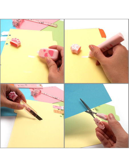 Juego de Papelería 9 Piezas SUEIANNMN Diseño Patita de Gato Rosa