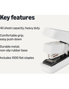 Grapadora de Oficina Pesada Amazon Basics 40 Hojas Blanca 2