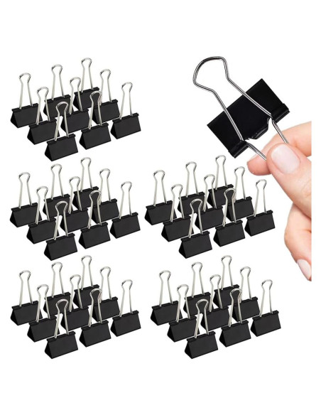 Clips de carpeta Honsing 32mm, paquete de 144, metal negro