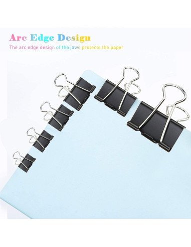 Clips de carpeta Honsing 32mm, paquete de 144, metal negro