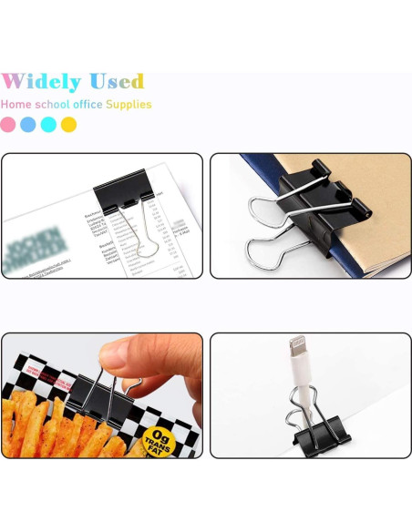 Clips de carpeta Honsing 32mm, paquete de 144, metal negro